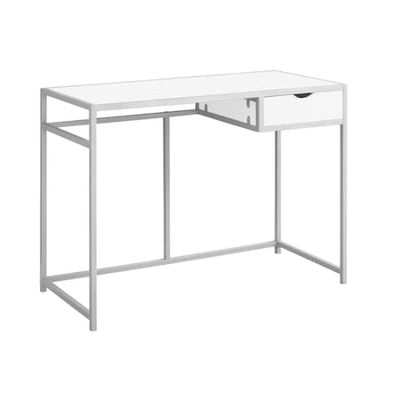 Monarch Specialties Computer Desk, Home Office, Laptop, Storage Drawer, 42"L, Work, Metal, Laminate, White, Grey I 7222